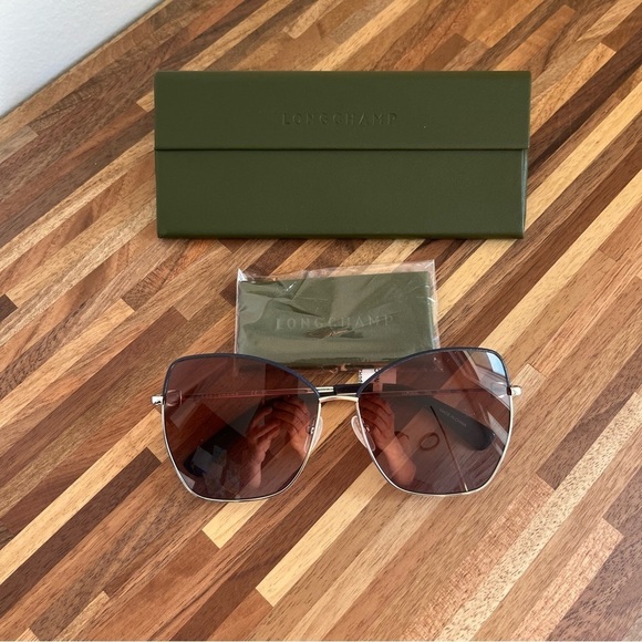 Longchamp Accessories - NWT Longchamp Cateye Sunglasses with case Midnight shimmer trim